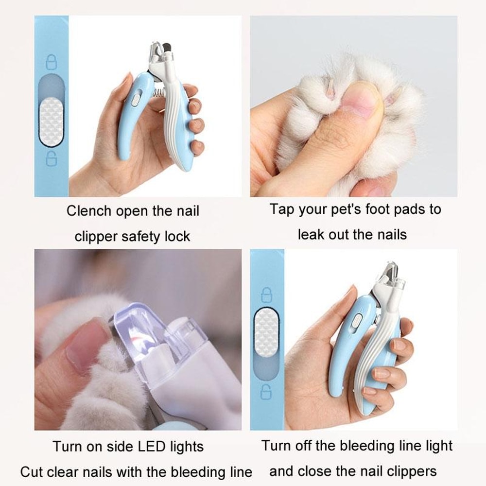 Pet Nail Clipper With LED Lighting For Dogs Cats Professional Grooming Tool 6