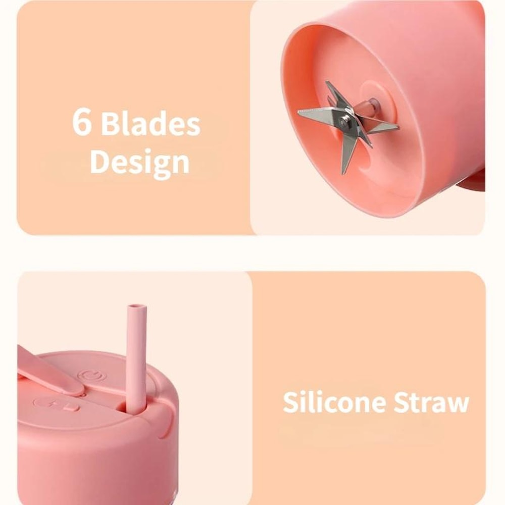 Portable Blender USB Juicer Cup With 6 Blades And Straw Lid 5