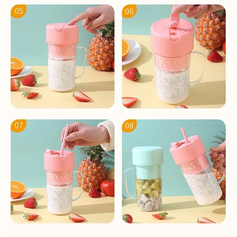 Portable Blender USB Juicer Cup With 6 Blades And Straw Lid 7