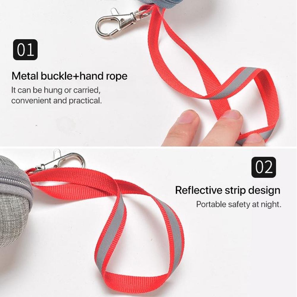Portable Linen Dog Poop Bag Holder With Reflective Strap 5