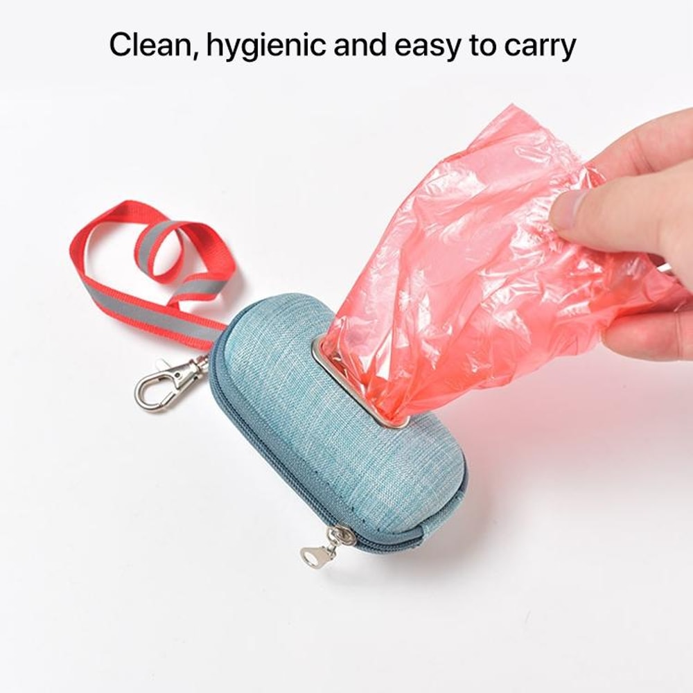 Portable Linen Dog Poop Bag Holder With Reflective Strap 6