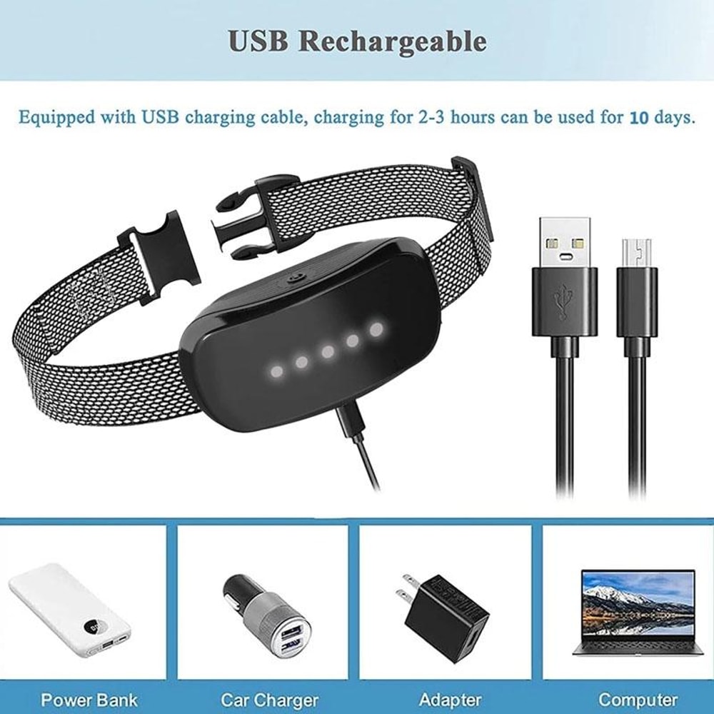 Rechargeable Waterproof Anti Bark Dog Trainer Collar 3