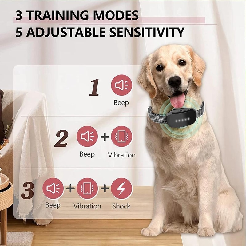 Rechargeable Waterproof Anti Bark Dog Trainer Collar 6