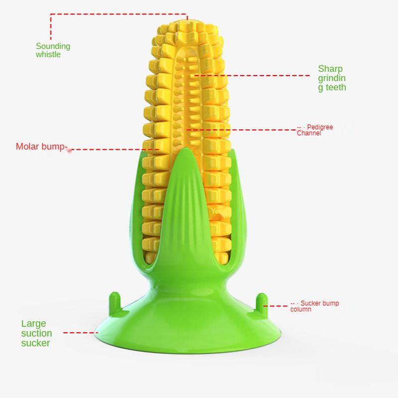 Suction Cup Dog Toy Corn Dog Toothbrush Toy for Chewing and Dental Cleaning