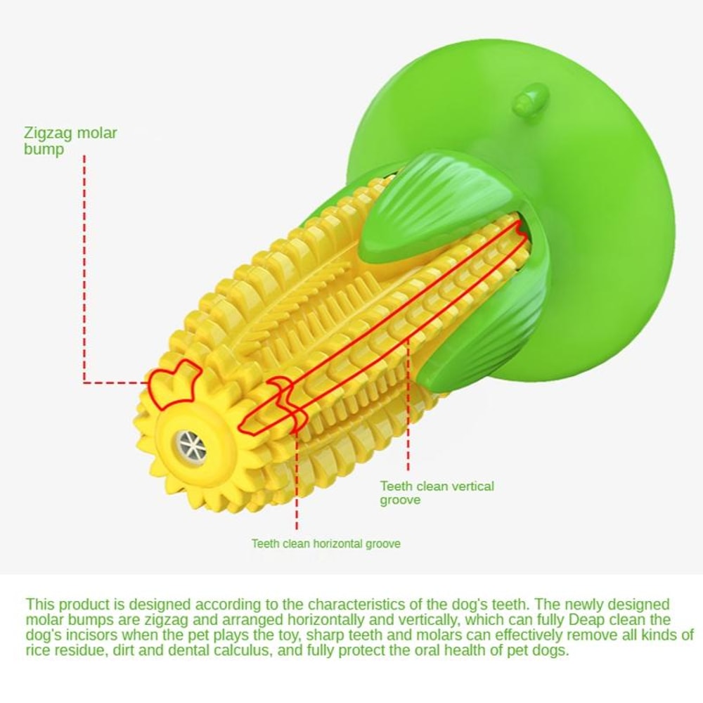 Suction Cup Dog Toy Corn Dog Toothbrush Toy for Chewing and Dental Cleaning