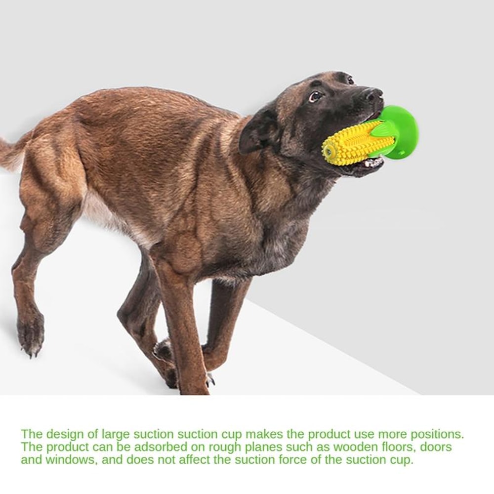 Suction Cup Dog Toy Corn Dog Toothbrush Toy for Chewing and Dental Cleaning