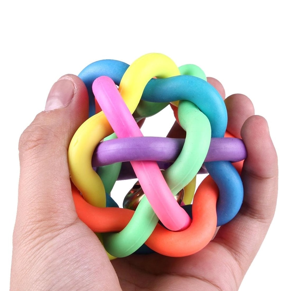 Colorful Weave Bell Ball Interactive Pet Toy for Dogs and Cats
