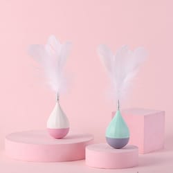 interactive feather tumbler cat toy for boredom relief