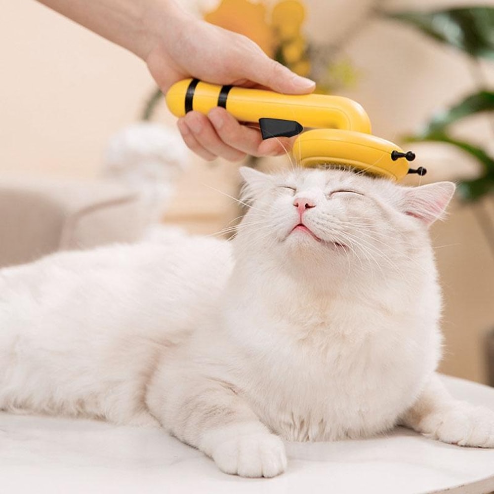 Bee Self Cleaning Cat Grooming Brush For Pet Hair Removal 5