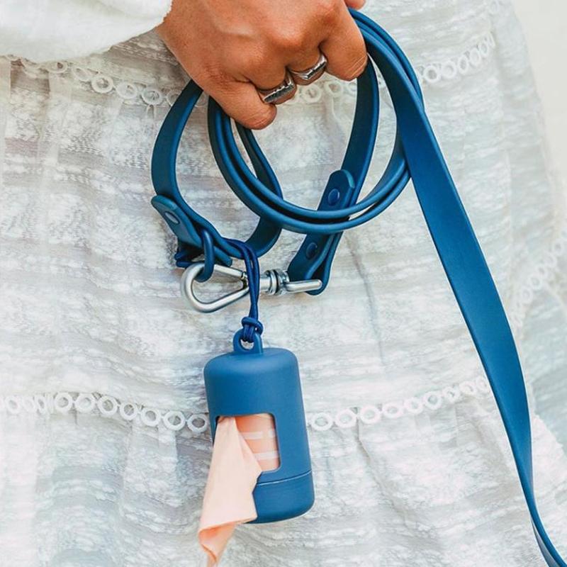 Navy Blue Dog Poop Bag Dispenser Portable Dog Waste Bag Holder For Walks 3
