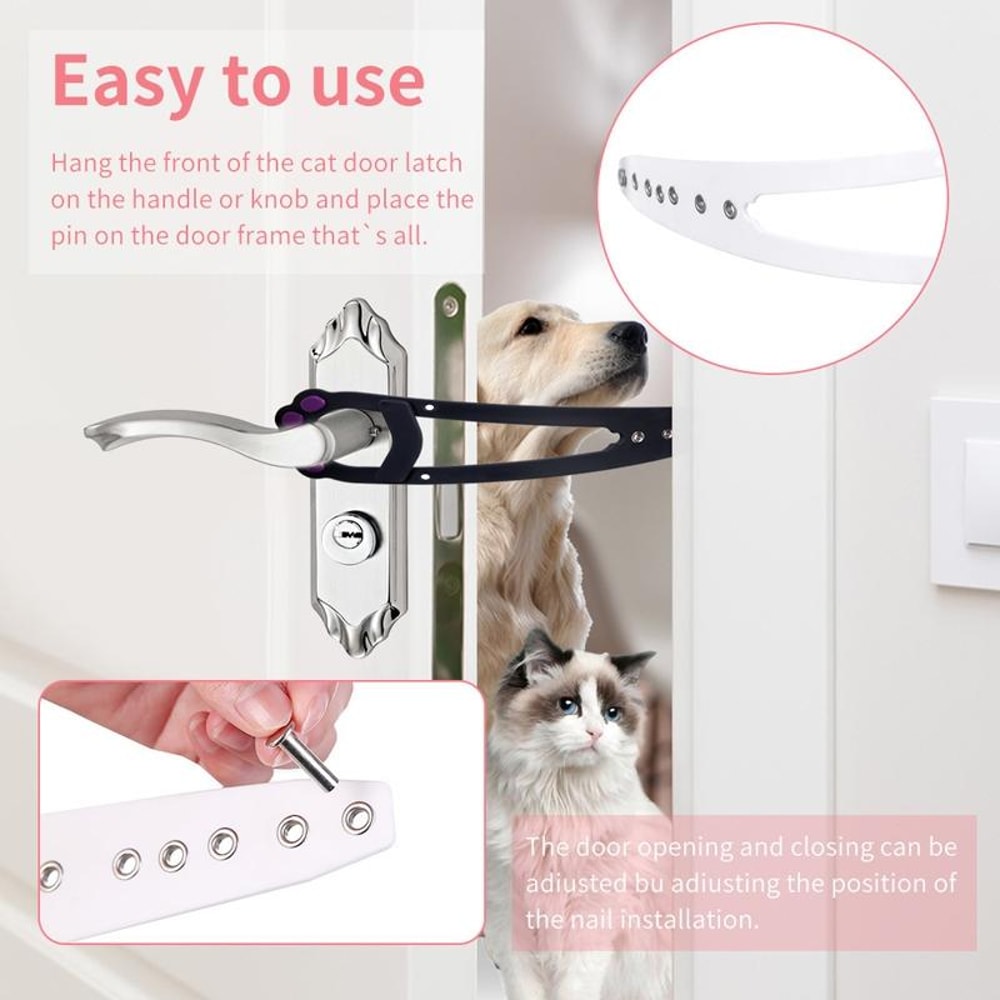 Adjustable Pet Door Latch No Drill Cat Door Holder For Dog Proof Rooms 6