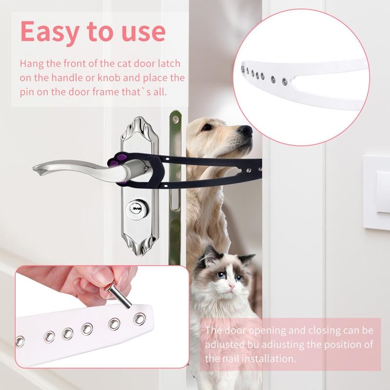 Adjustable Pet Door Latch No Drill Cat Door Holder For Dog Proof Rooms 6