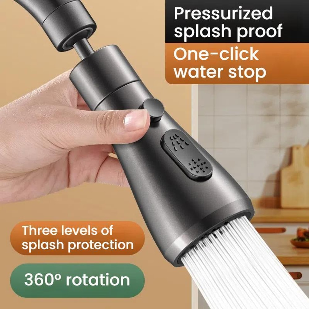 Universal Kitchen Faucet Extender With Swivel Spout Splash Guard Easy Sink Connector 1