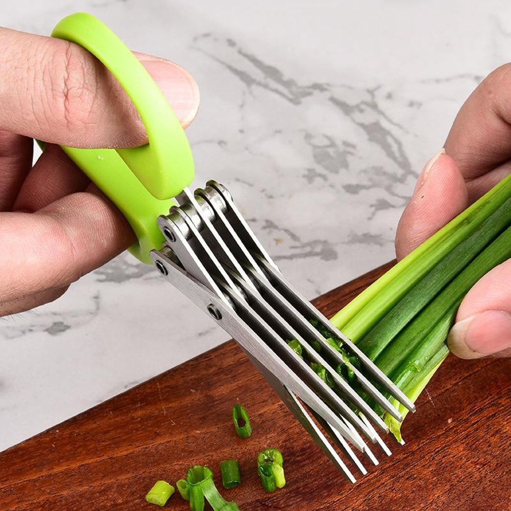Multi Function Stainless Steel Scallion Scissors For Kitchen MultiBlade Herb Vegetable Cutter 2