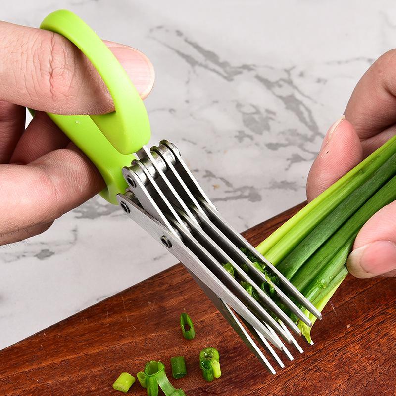 Multi Function Stainless Steel Scallion Scissors For Kitchen MultiBlade Herb Vegetable Cutter 2