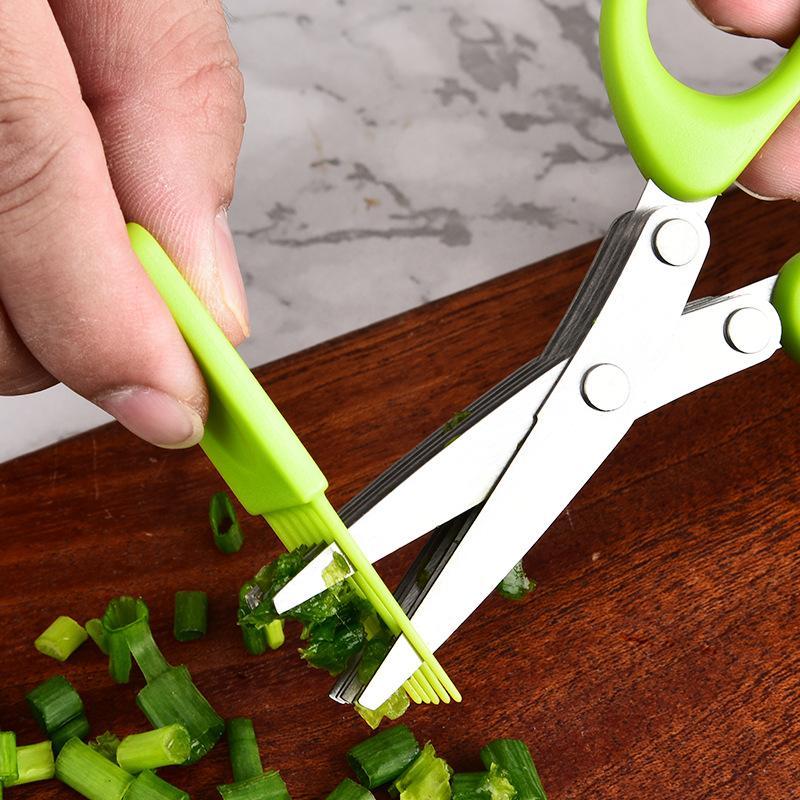 Multi Function Stainless Steel Scallion Scissors For Kitchen MultiBlade Herb Vegetable Cutter 3