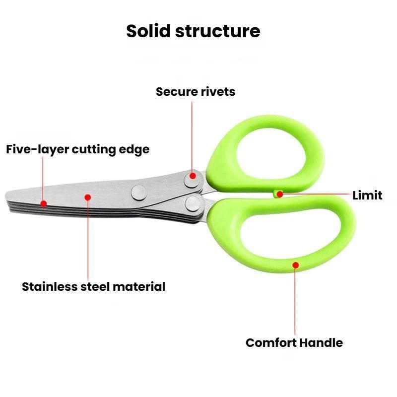 Multi Function Stainless Steel Scallion Scissors For Kitchen MultiBlade Herb Vegetable Cutter 4