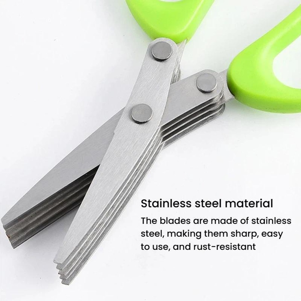 Multi Function Stainless Steel Scallion Scissors For Kitchen MultiBlade Herb Vegetable Cutter 6