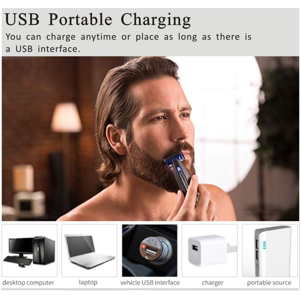 Premium USB Rechargeable Shaver Trimmer For Men Cordless Face Grooming Razor 3