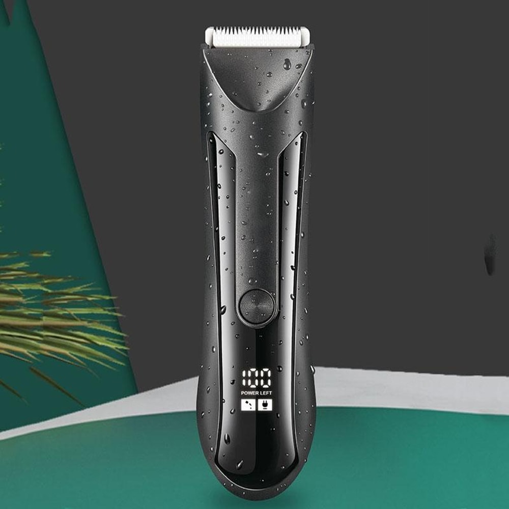 Mens Electric Body Hair Trimmer with LCD Digital Display Waterproof Grooming Shaver