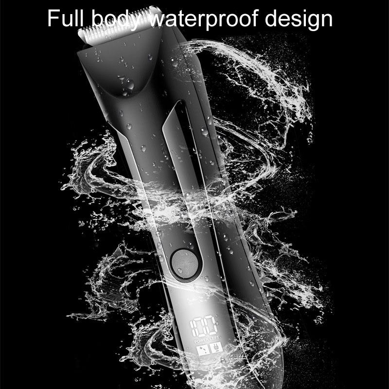Mens Electric Body Hair Trimmer with LCD Digital Display Waterproof Grooming Shaver