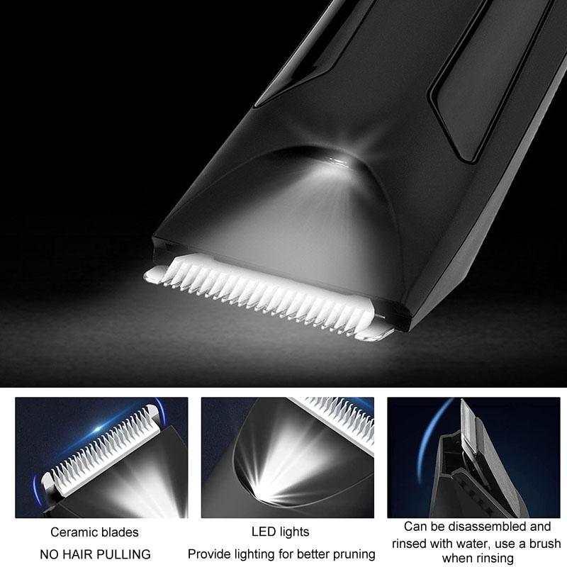 Mens Electric Body Hair Trimmer with LCD Digital Display Waterproof Grooming Shaver