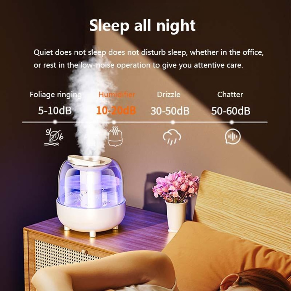 Wireless Humidifier USB Oil Diffuser With Night Light Quiet Antibacterial 6