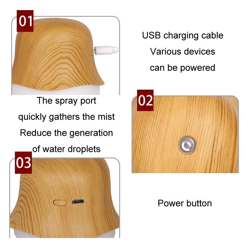 Wood Grain USB Aromatherapy Humidifier With Night Light 1
