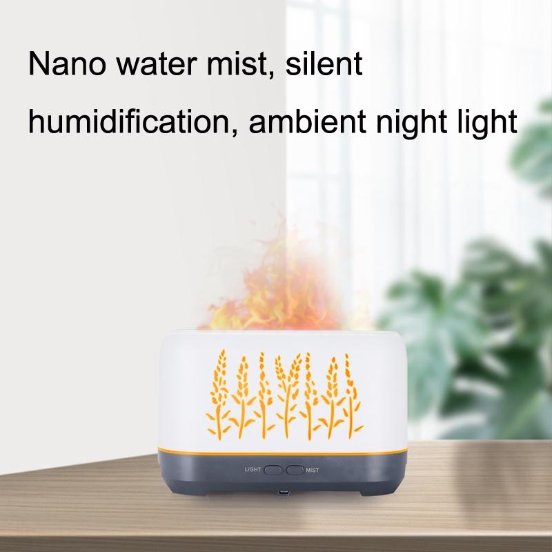 Wood Grain Hollow Flame USB Aromatherapy Diffuser Silent Cool Mist Humidifier For Home 2