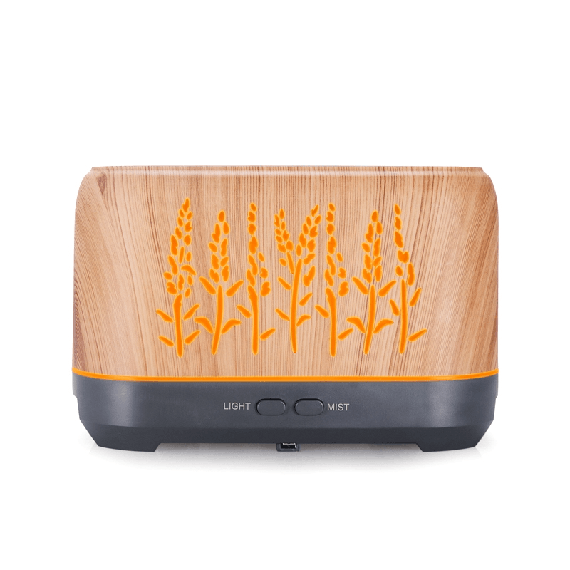 Wood Grain Hollow Flame USB Aromatherapy Diffuser Silent Cool Mist Humidifier For Home 6