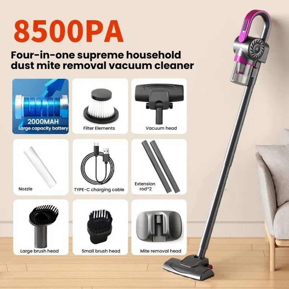 Smart Handheld Vacuum Cleaner with UV Sterilizer Cordless Dust Mite Remover