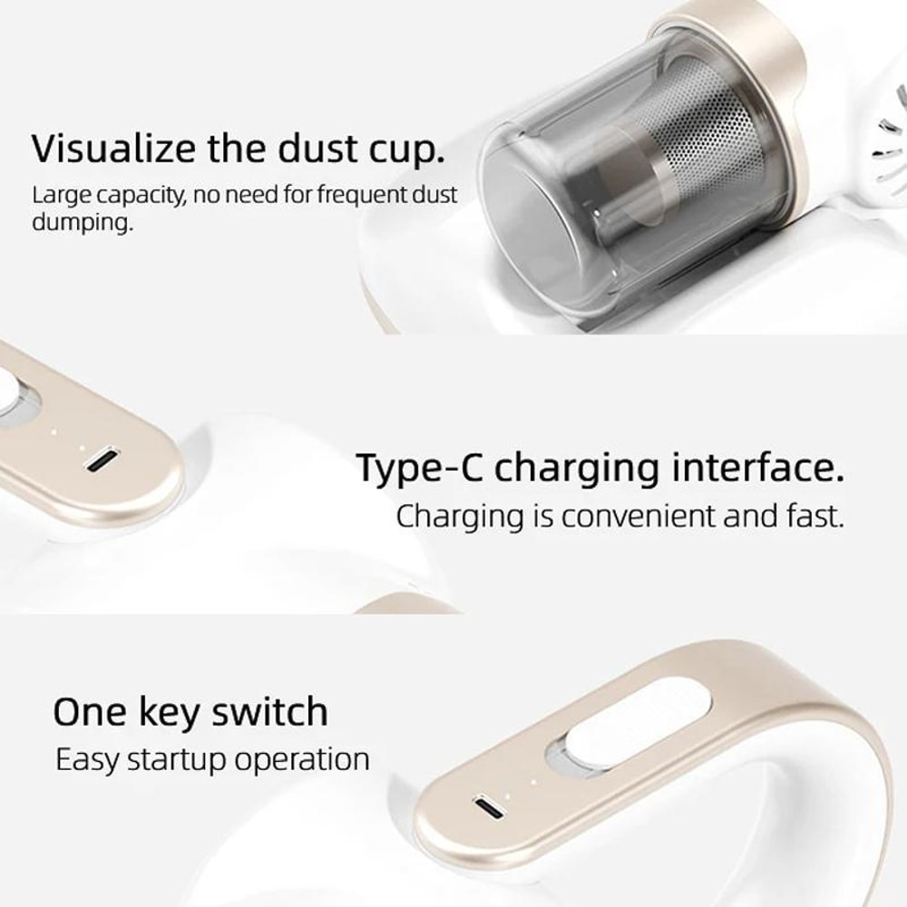 Smart Handheld Vacuum Cleaner with UV Sterilizer Cordless Dust Mite Remover