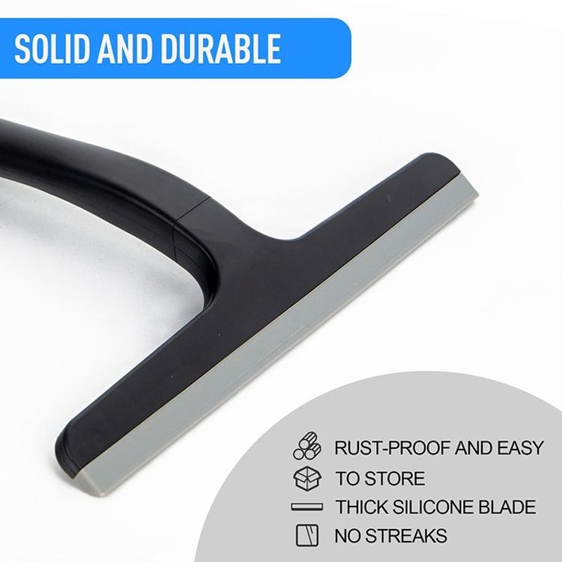 Premium Bathroom Glass Scraper Glass Cleaning Tool With Durable Silicone Blade Scraper 2