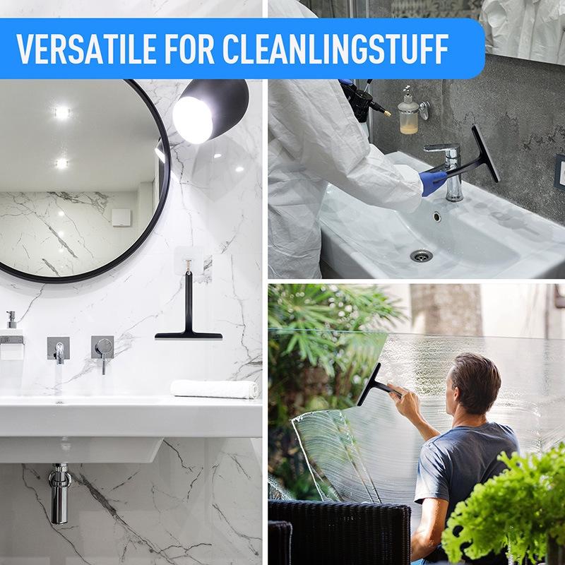 Premium Bathroom Glass Scraper Glass Cleaning Tool With Durable Silicone Blade Scraper 4