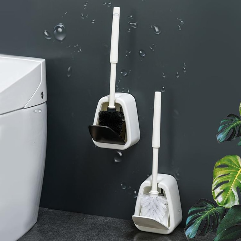 Wall Mounted No Punch Toilet Brush Holder Easy No Drilling Bathroom Cleaning Brush 10