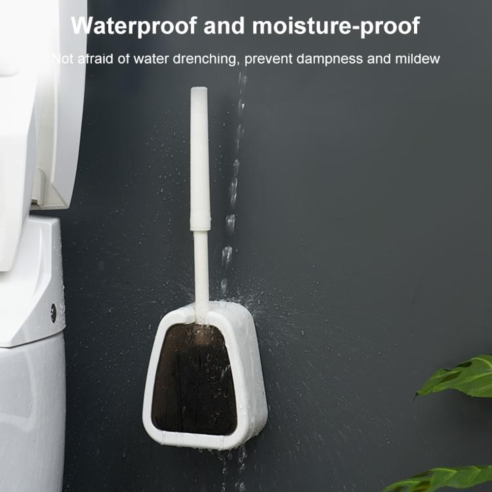 Wall Mounted No Punch Toilet Brush Holder Easy No Drilling Bathroom Cleaning Brush 7