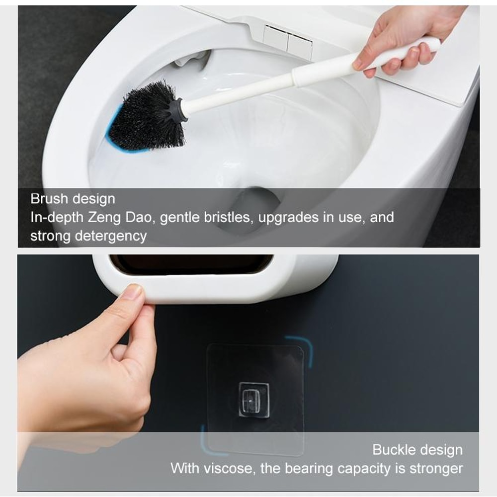 Wall Mounted No Punch Toilet Brush Holder Easy No Drilling Bathroom Cleaning Brush 8