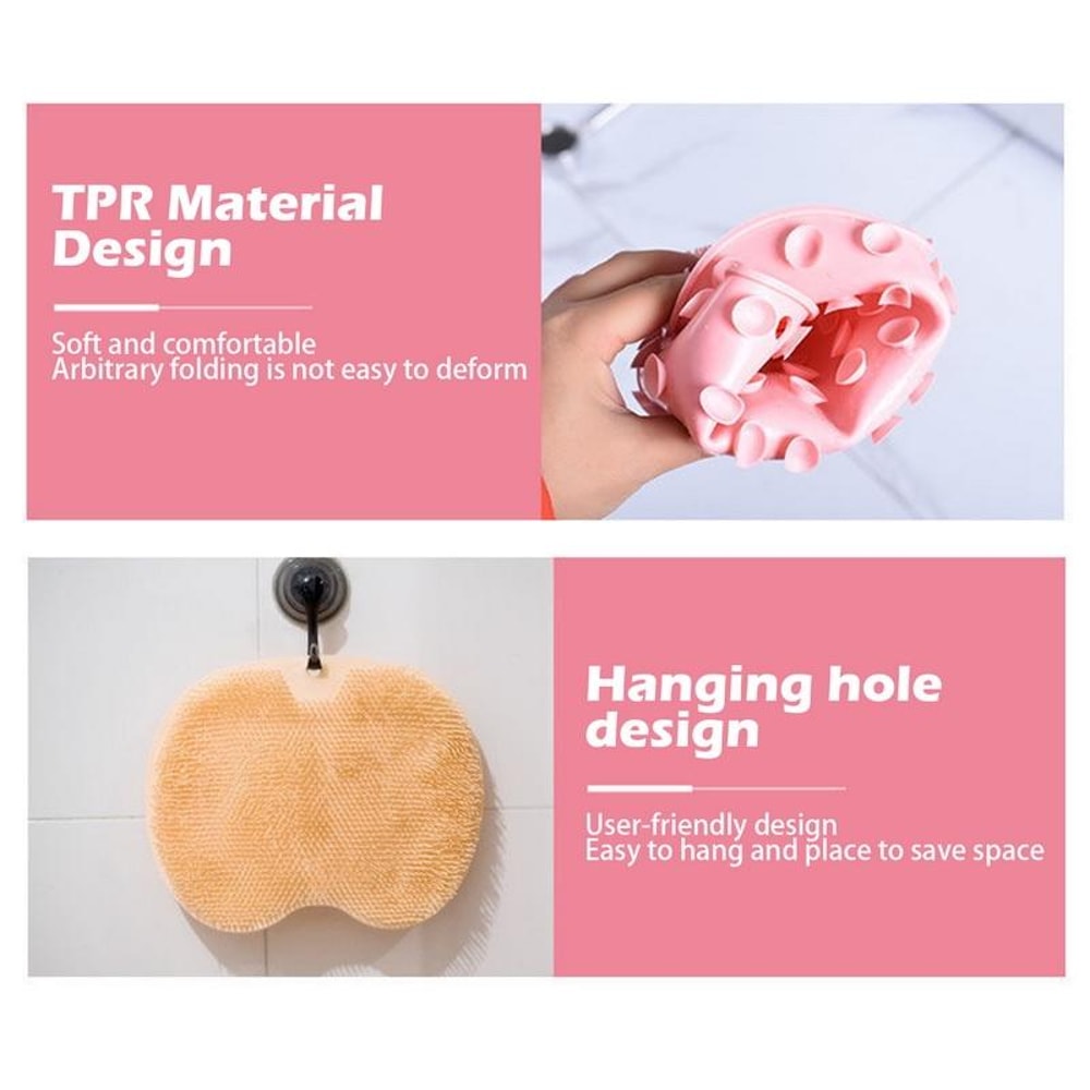 Wall Mounted Back Massage Hands Free Shower Scrubber Brush 3