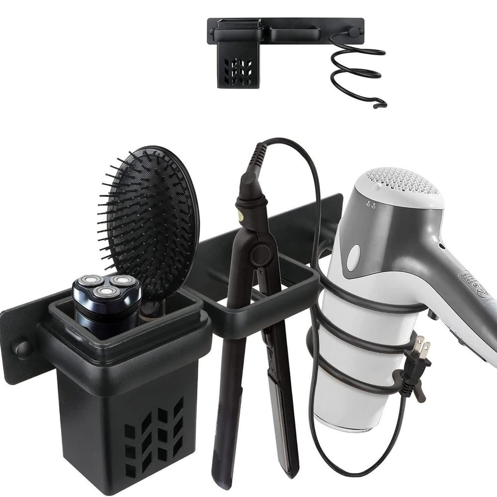 Aluminum WallMounted Hair Dryer Straightener Holder Organizer 0