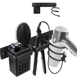 aluminum wall-mounted hair dryer & straightener holder organizer