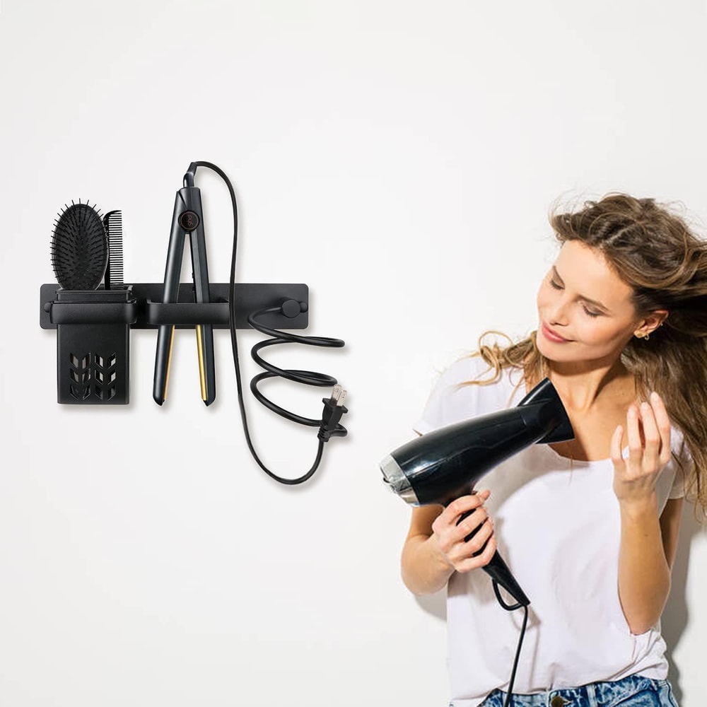 Aluminum WallMounted Hair Dryer Straightener Holder Organizer 1