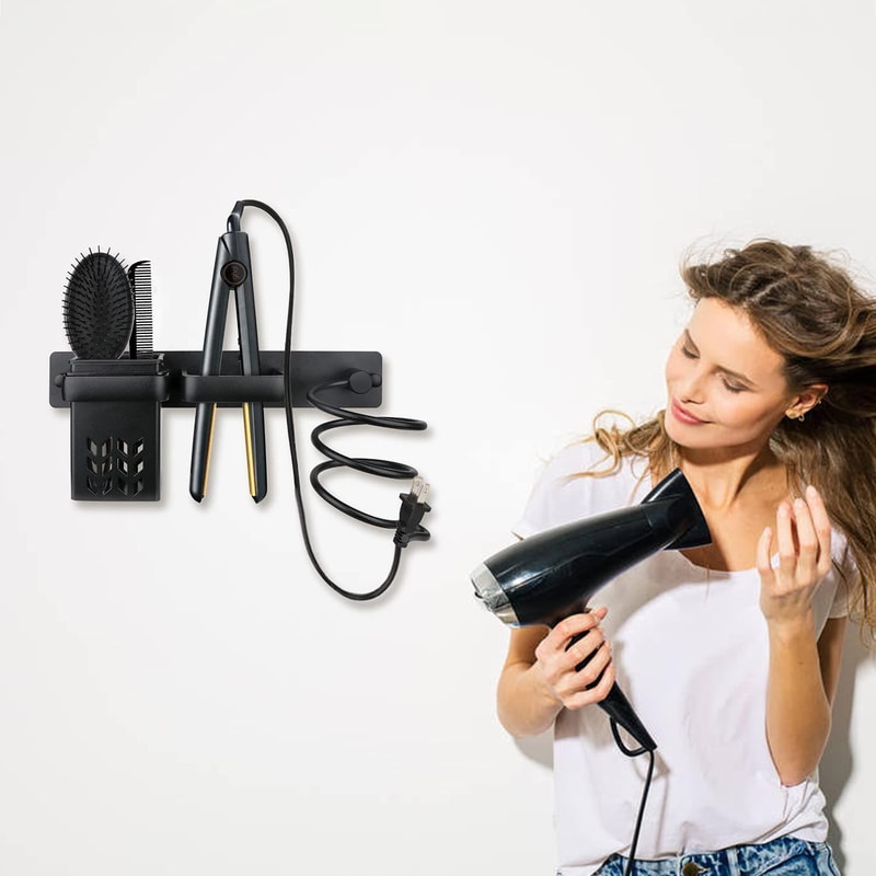 Aluminum WallMounted Hair Dryer Straightener Holder Organizer 1