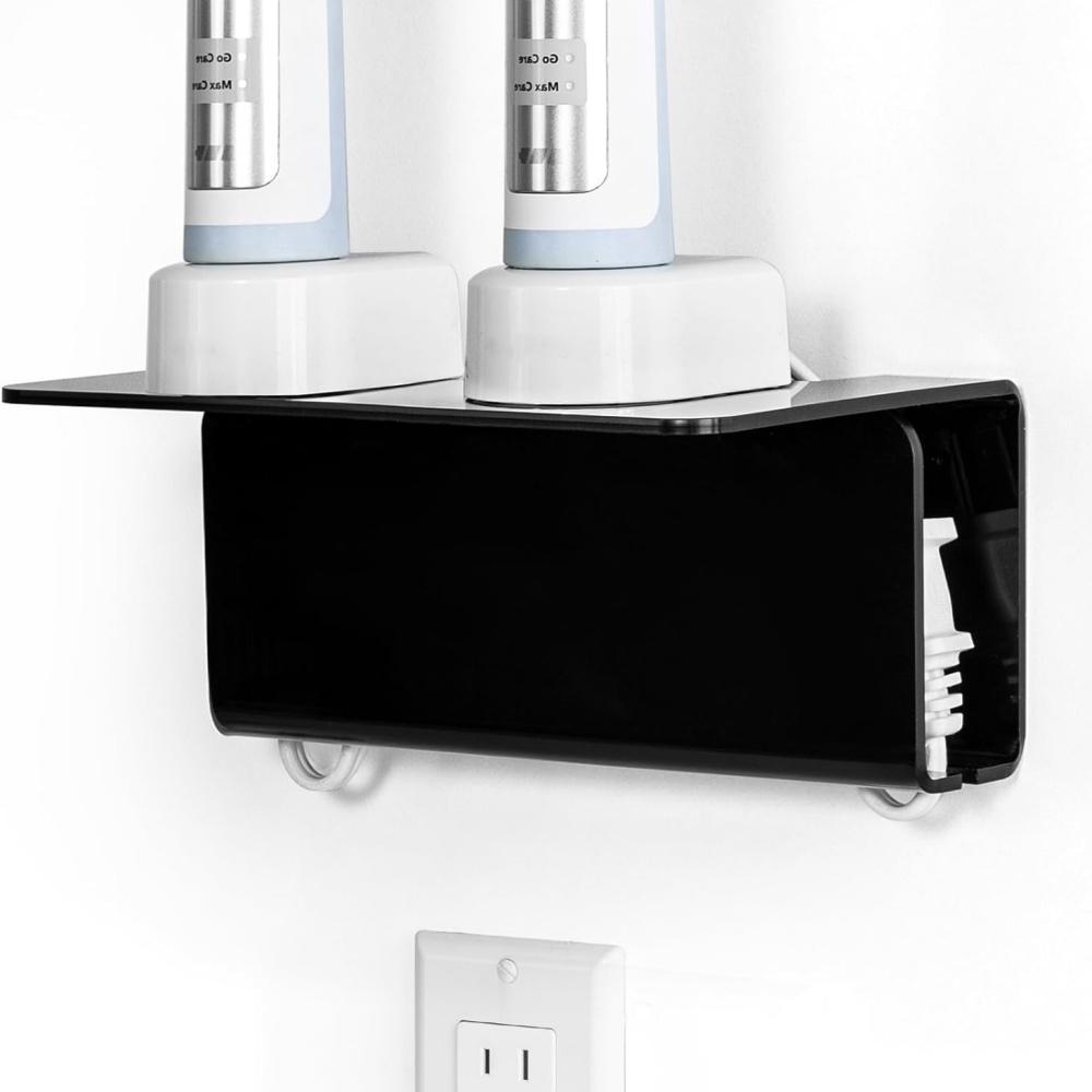 Premium Wall-Mounted Bathroom Electric Toothbrush Holder Acrylic Organizer Rack