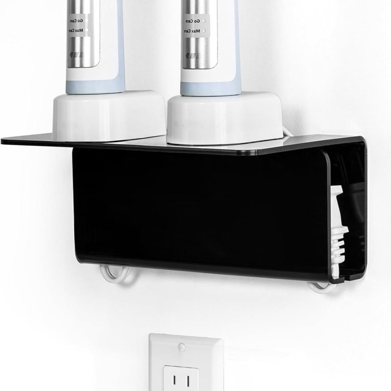 Premium Wall-Mounted Bathroom Electric Toothbrush Holder Acrylic Organizer Rack