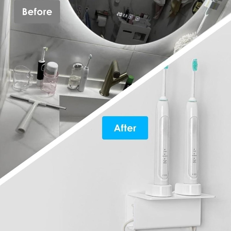 Premium Wall-Mounted Bathroom Electric Toothbrush Holder Acrylic Organizer Rack