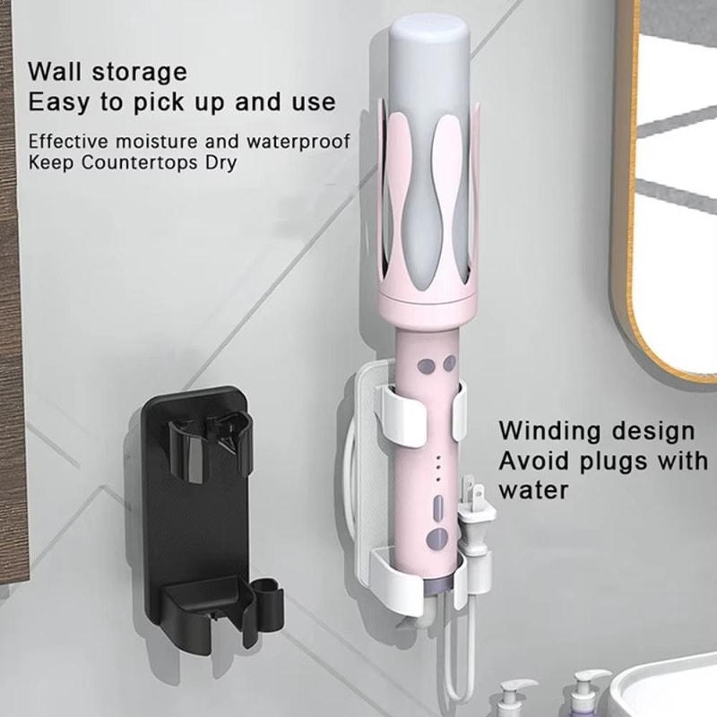 Wall Mounted Hair Tool Holder Bathroom Curling Iron Organizer With Adjustable Clamp 2