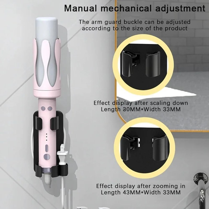 Wall Mounted Hair Tool Holder Bathroom Curling Iron Organizer With Adjustable Clamp 3
