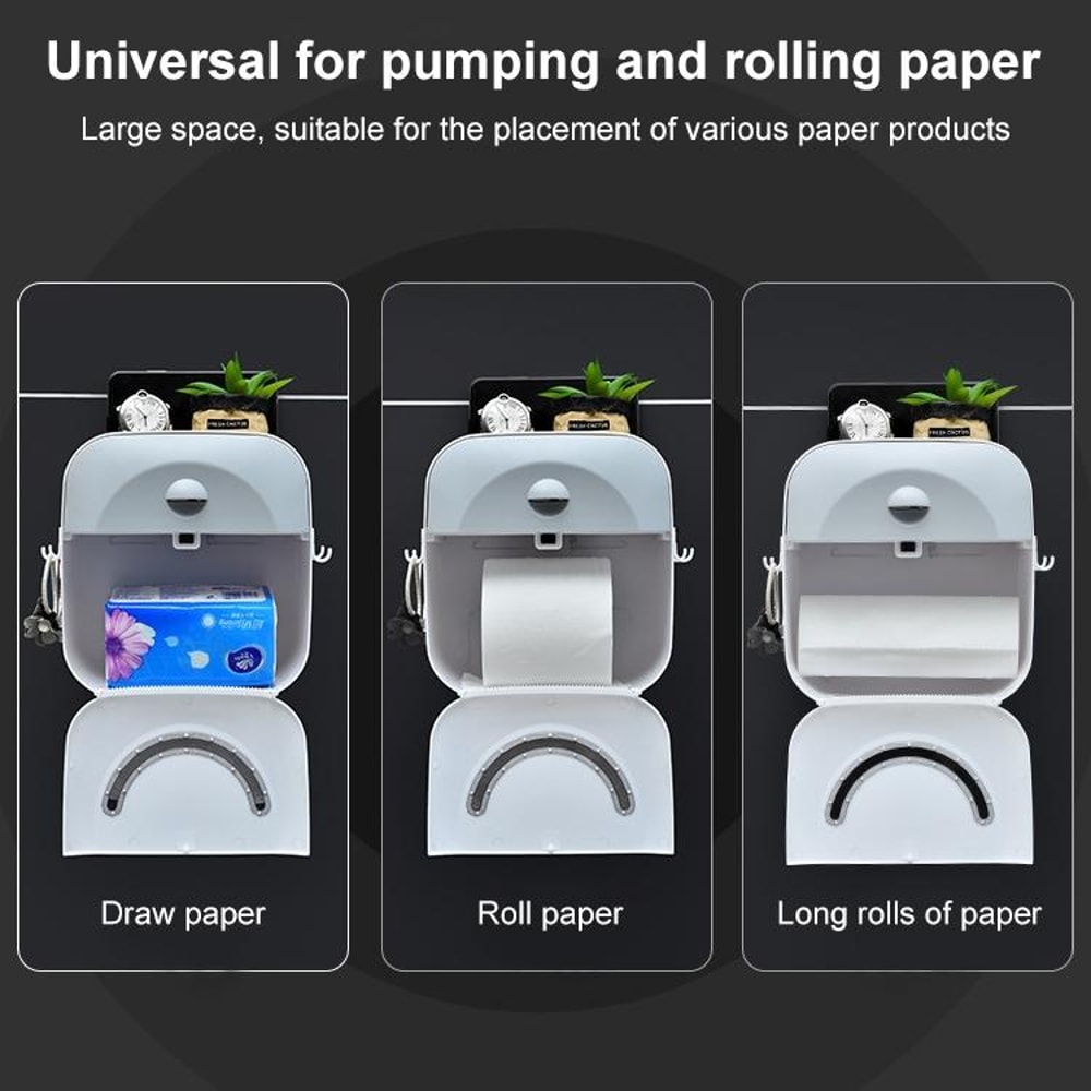 Premium Bathroom Tissue Box Holder Punch Free Wall Mounted Tissue Rack Waterproof Storage Organize 5