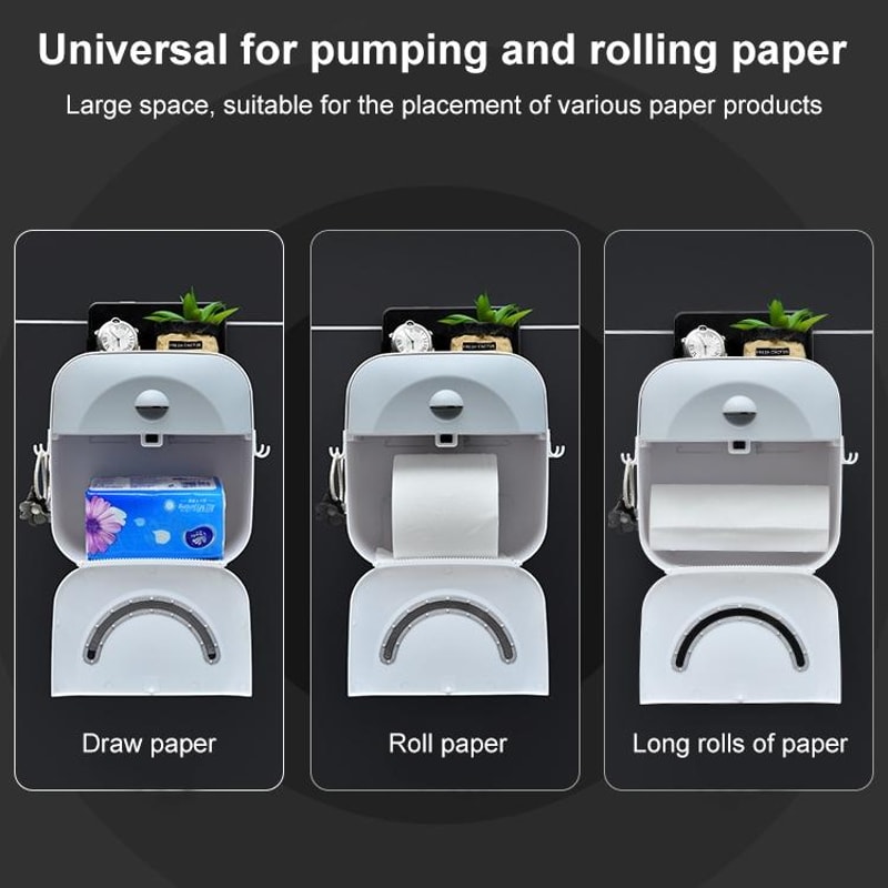 Premium Bathroom Tissue Box Holder Punch Free Wall Mounted Tissue Rack Waterproof Storage Organize 5