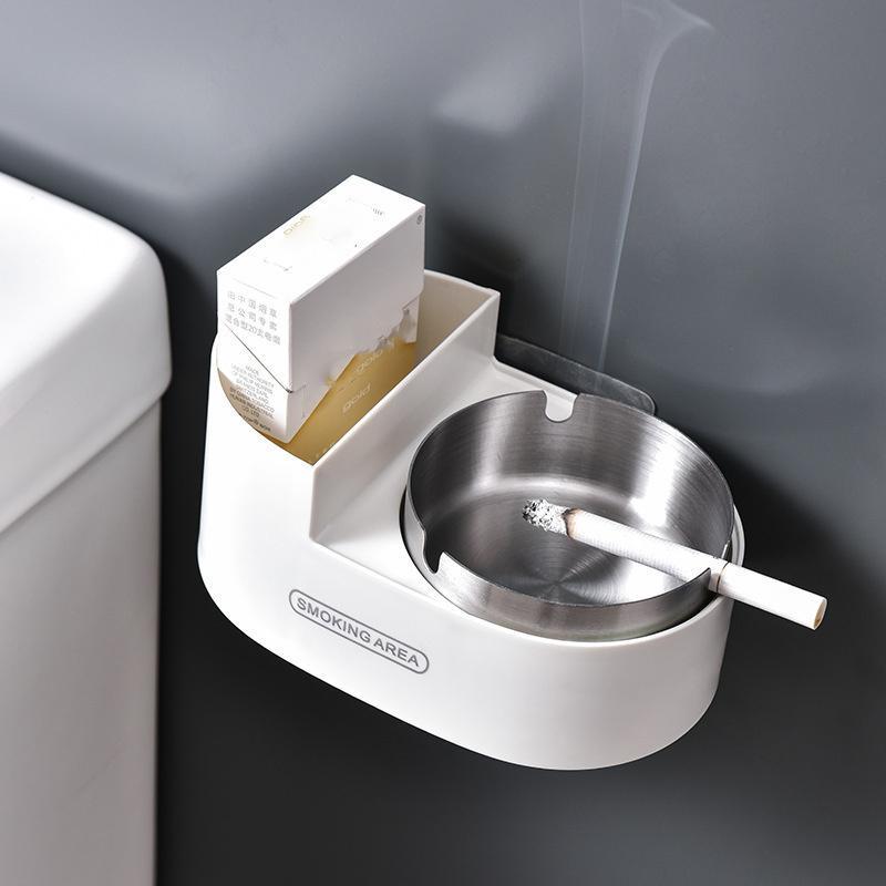 Premium Stainless Steel Wall Mounted Ashtray With Lid Space Saving Bathroom Ash Holder 1